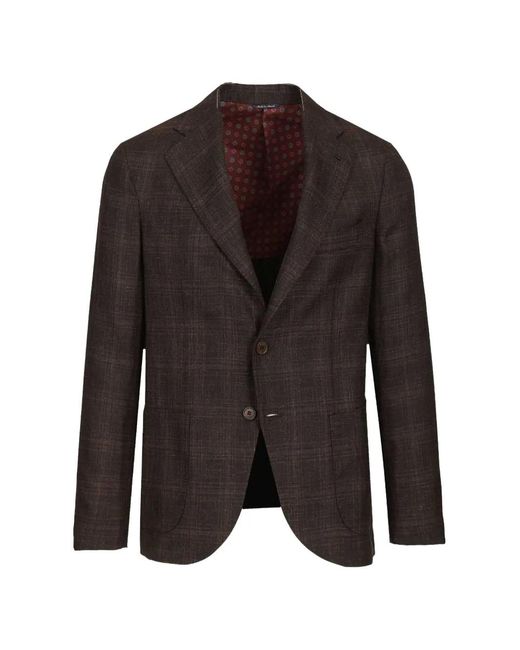 Al Duca D'aosta Black Checked Single-Breasted Blazer for men