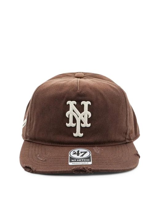Represent Brown Distressed Logo-Embroidered Cap for men