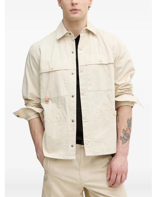 Benetton Natural Ripstop-Textured Multi-Pocket Shirt for men
