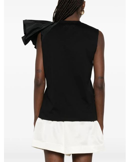 Max Mara Black Ruffled Sleeveless Top