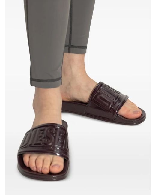 DIESEL White Sa-Mayemi Logo-Embossed Slides