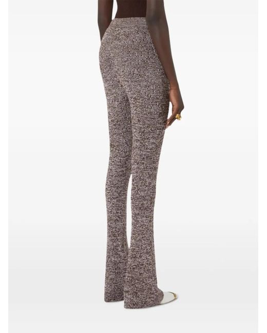 Sportmax Gray Logo-Plaque Flared Trousers