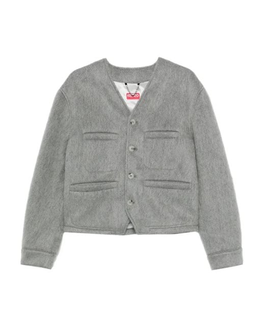 KENZO Gray Buttoned Patch-Pocket Jacket for men