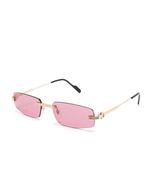 Cartier Pink Rectangle-Frame Sunglasses