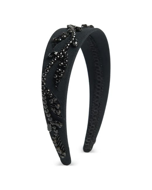 Erdem Black Embellished Wide Headband