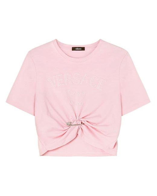 Versace Pink T-Shirt mit Medusa-Sicherheitsnadel