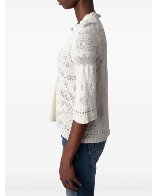 Zadig & Voltaire White Taho Openwork-Knit Top