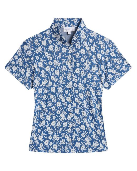 Agnes B. Blue Floral-print Short-sleeve Shirt