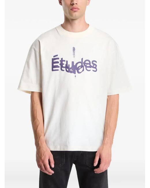 Etudes Studio White Studio Sound Scan Logo-Print T-Shirt for men