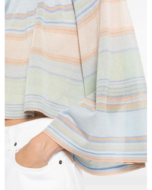 Zimmermann White Striped Metallic-Thread Knit
