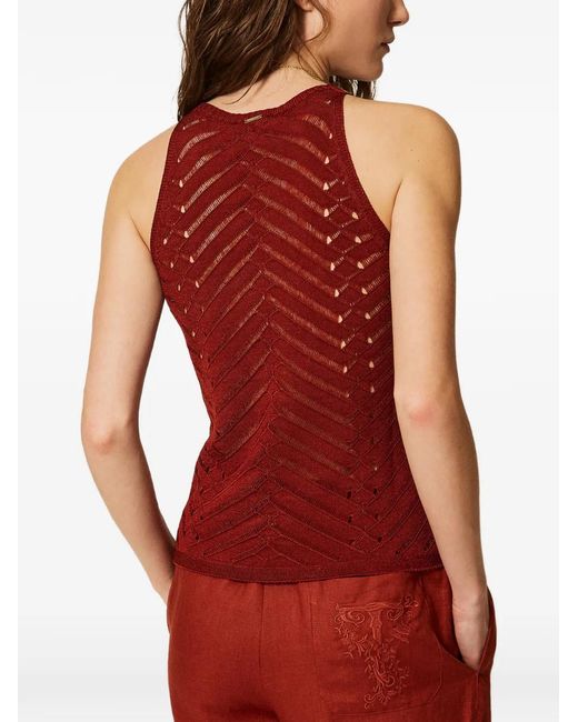 Twinset Red Chevron Knit Top