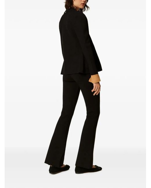 Twinset Black Pantalon En Maille À Coupe Évasée