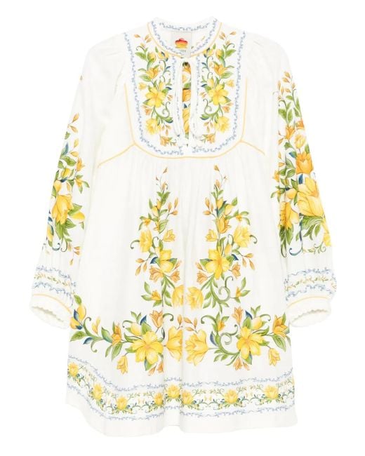 Robe Mi-Longue À Fleurs Brodées Farm Rio en coloris Metallic