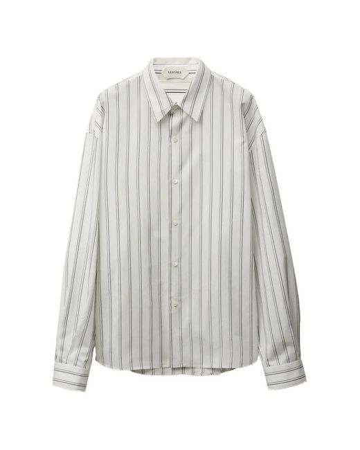 メンズ Versace ストライプ シャツ ホワイト | Lyst
