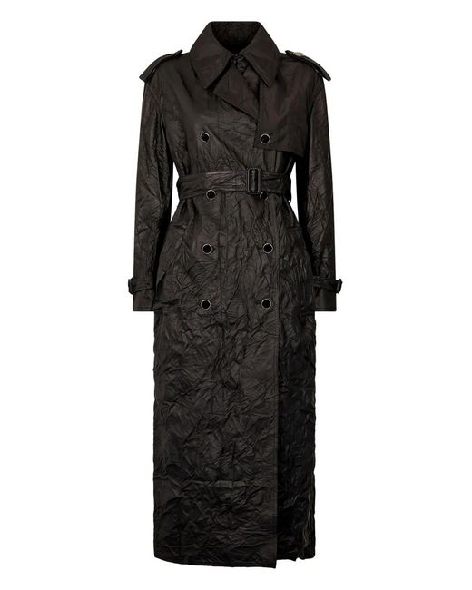 Roberto Cavalli Black Crinkled Trench Coat
