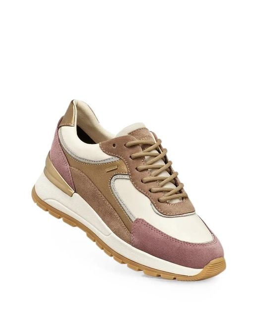 Geox Natural Desya Abx Panelled Lace-Up Sneakers