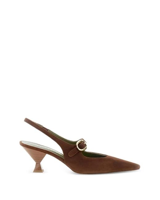 MARIA LUCA Brown Buckle-Slingback Pumps