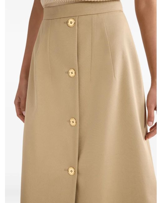 Patou Natural Button-Fastening Midi Skirt