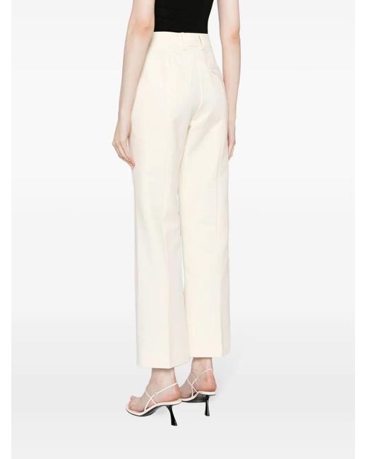 GOODIOUS White Straight-Leg Tailored Trousers