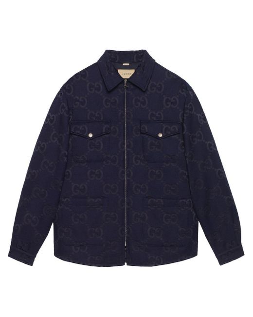 Gucci GG Cotton Canvas Jacket in Blue for Men | Lyst UK