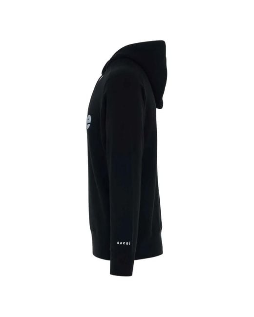 Sacai Black Graphic-Print Drawstring Hoodie