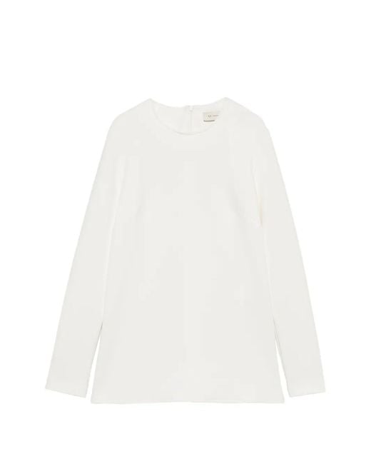 Max Mara White Fuxia Long-Sleeve Top