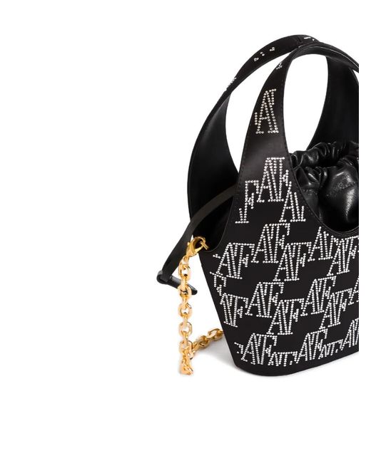 Alberta Ferretti Black Monogram-Pattern Beaded Bag