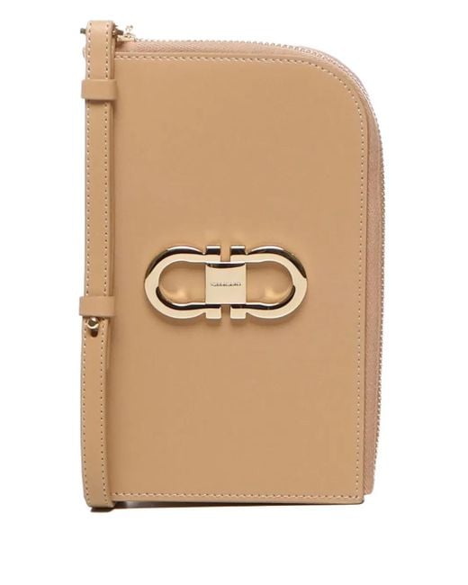 Ferragamo Natural Portemonnaie Mit Gancini-Schild