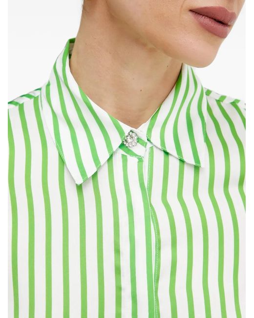 Morgan Green Striped Crystal-Embellished Shirt