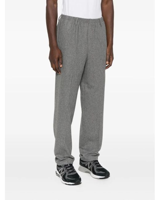 Cellar Door Gray Elastic-Waist Wool Trousers for men