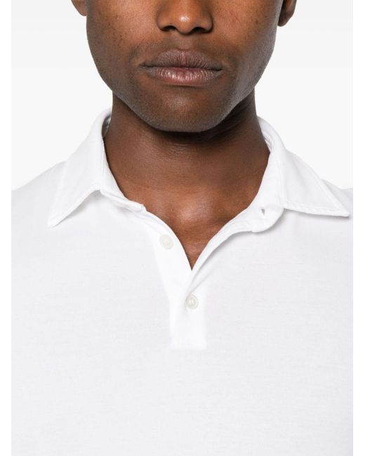 Fedeli White Alby Long-sleeve Polo Shirt for men