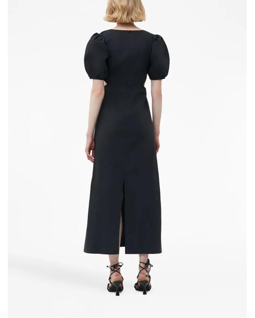 Ganni Black Cut-out Organic Cotton Dress