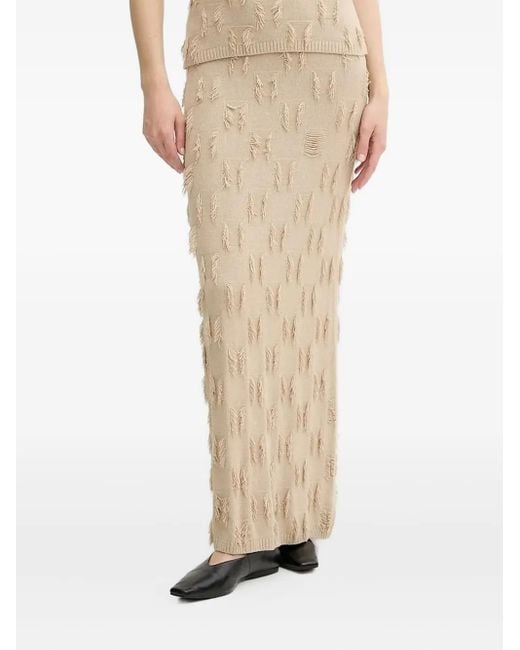 Samsøe & Samsøe Natural Fringe-detail Knit Skirt