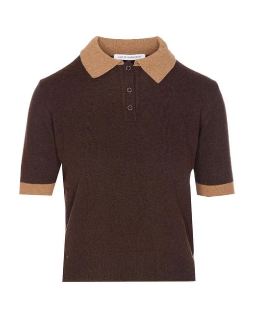 Polo Con Colletto A Contrasto di Mar De Margaritas in Brown