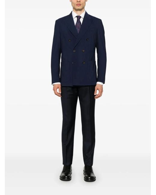 Eleventy Blue Double-Breasted Blazer for men