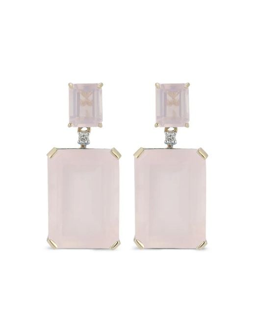 Mateo Pink Rose Quartz And Diamond Drop Earrings