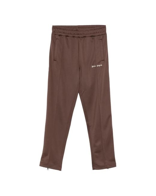 Palm Angels Brown Embroidered-Logo Side-Stripe Track Pants for men