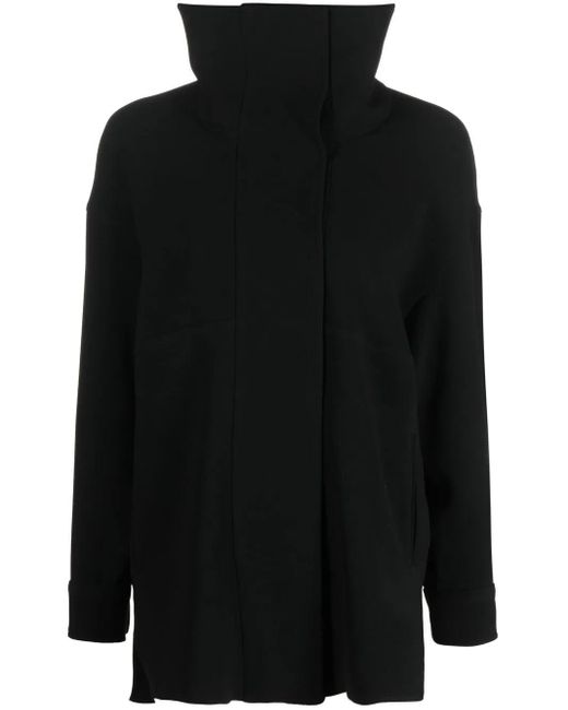 Alberto Biani Black High-Neck Exposed-Seam Top
