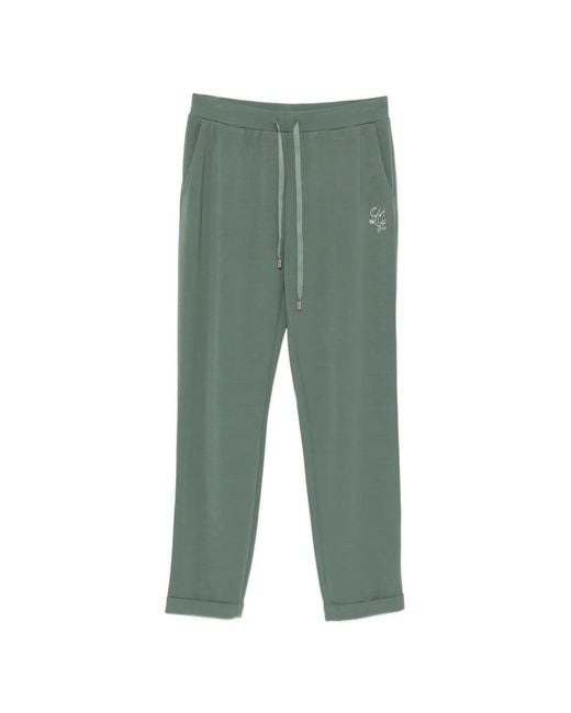 Liu Jo Green Drawstring Logo-Detail Trousers