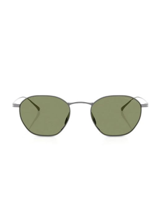 Giorgio Armani Green Titanium Round-Frame Sunglasses for men