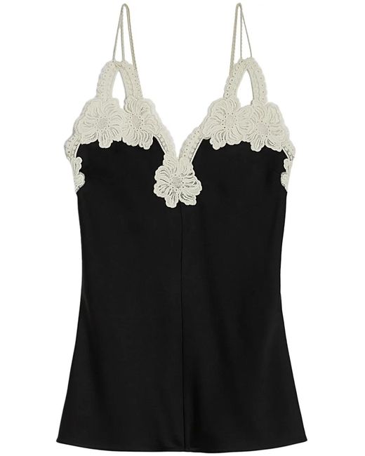 Jil Sander Black Floral-Embroidered Top