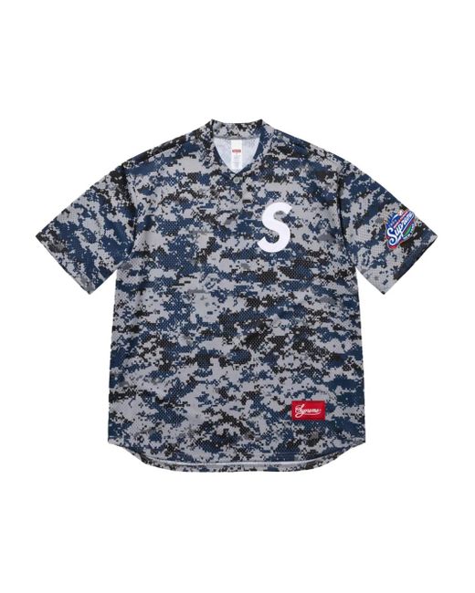 メンズ Supreme S Logo ヘンリーネック トップ Blue