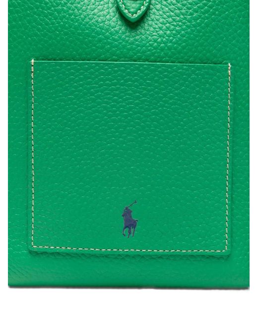 Polo Ralph Lauren Green Polo Play Leather Tote Bag