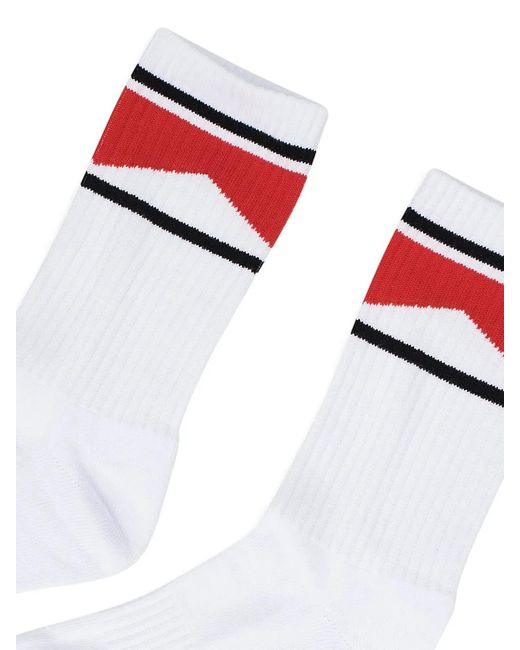 Rhude White Chevron-Design Socks for men