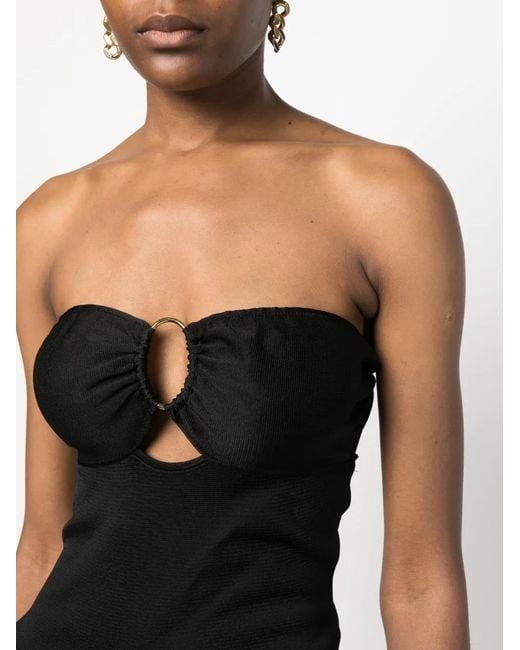 Tom Ford Black Ring-Detail Strapless Knit Top