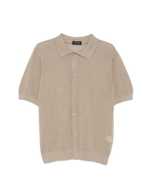 Tagliatore Natural Buttoned Knit Polo Shirt for men