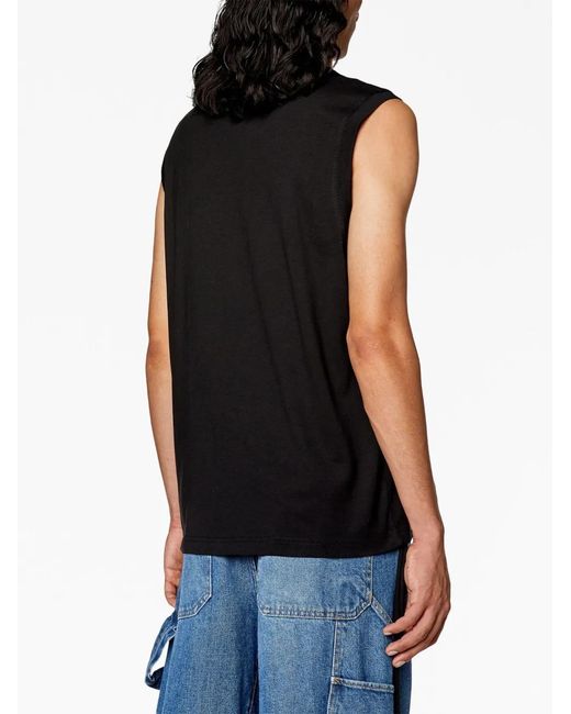 DIESEL Black T-bisco-divstroyed Logo-print Tank Top for men