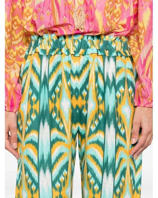 Pantalones Tropical Tapestry con cinturilla elástica Farm Rio de color Green