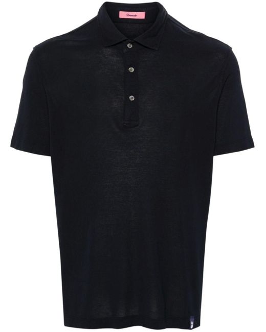 Drumohr Black Spread-collar Cotton Polo Shirt for men