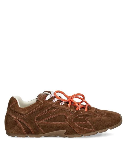 Nokwol Brown Atlas Tan Suede Panelled Trainers